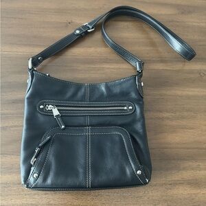 Tigananello Black Leather Crossbody Bag